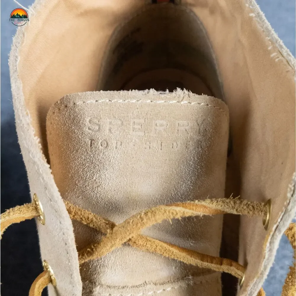 Sperry Top Sider Harlow Booties Beige Lace-Up Wedge Heel Women's Size 8.5M